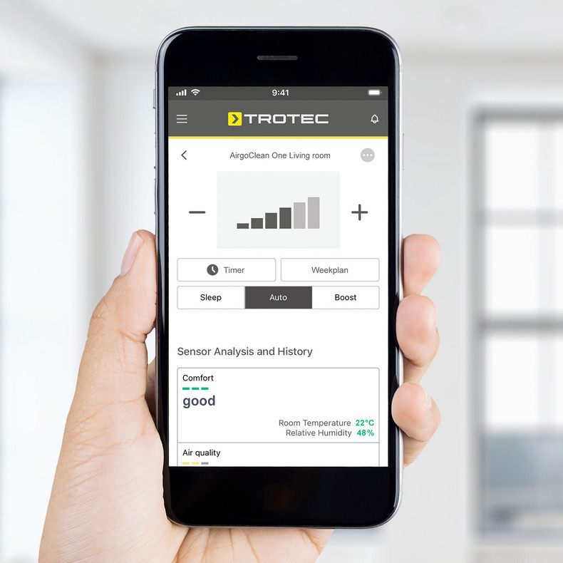 Aplicación Trotec Control: Control del purificador de aire con el teléfono inteligente