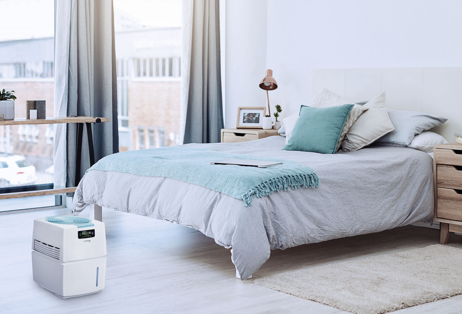 Deshumidificador pequeño 3 en 1 combinado con filtración de aire,  humidificadores deshumidificadores para el hogar dormitorio con pantalla de