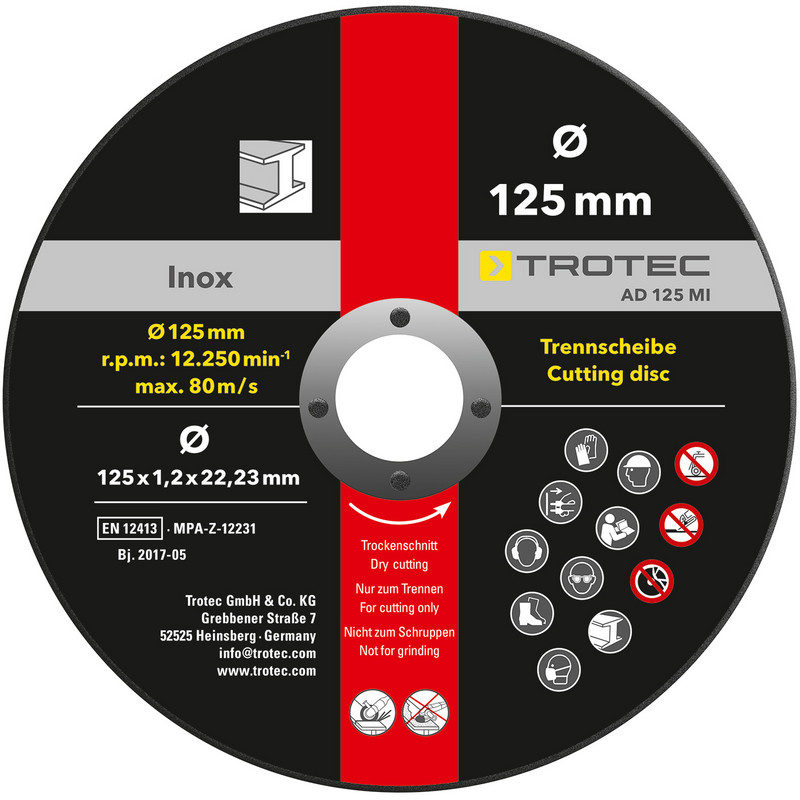 Paquete de discos de corte para metal 125 - TROTEC
