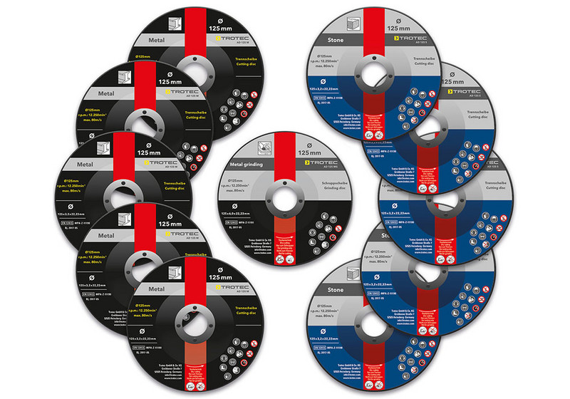 Juego de 11 discos de corte y desbaste con la calidad de la marca Trotec