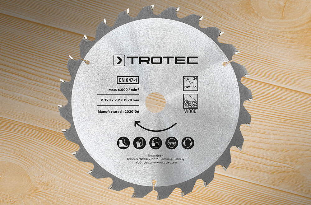 Juego de hojas para sierras circulares para madera de Ø 190 mm (24 dientes), 3 unidades