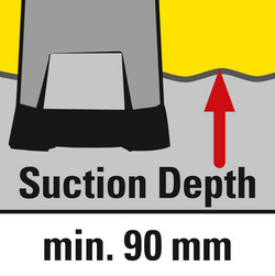 Para arrancar el aparato es suficiente un nivel de agua de sólo 90 mm