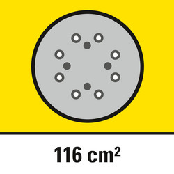 Superficie de lijado del patín excéntrico 116 cm²