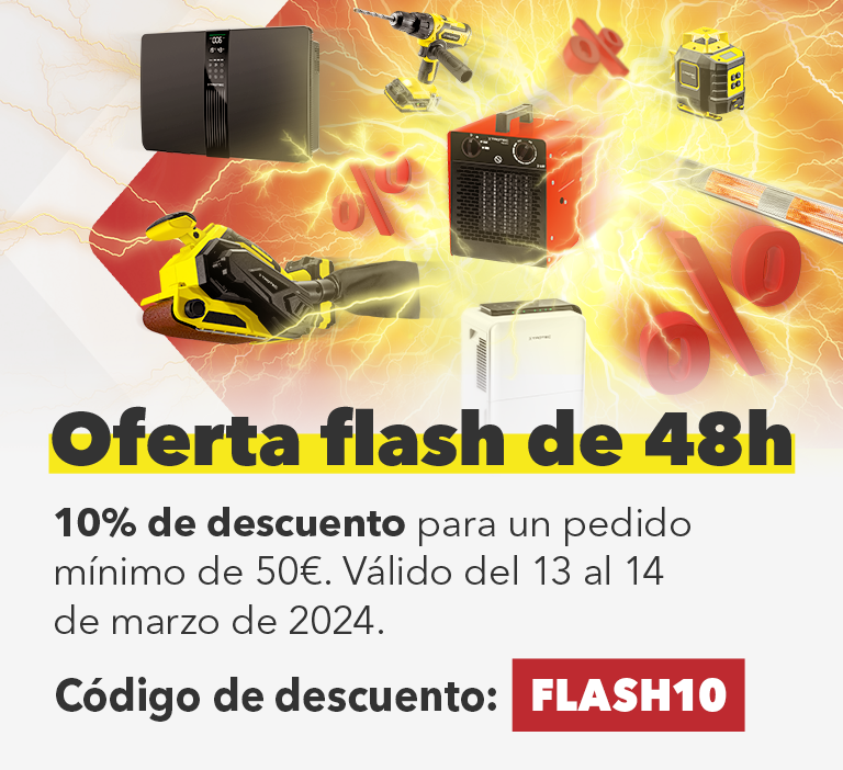 Oferta flash de 48h: 10% de descuento para un pedido mínimo de 50€. Válido del 13 al 14 de marzo de 2024.